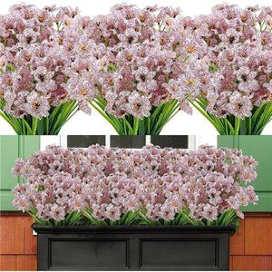 20 Bundles Artificial Flowers Outdoor UV Resistant Faux Flowers No Fade Plastic